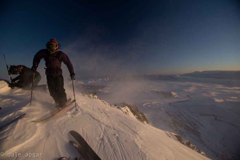  The summit after poaching a skin track on Laurel during a pink powder patrol. In a word, brisk 
