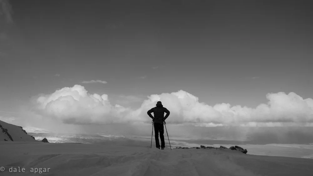  Topping out the classic Elderberry Couloir 