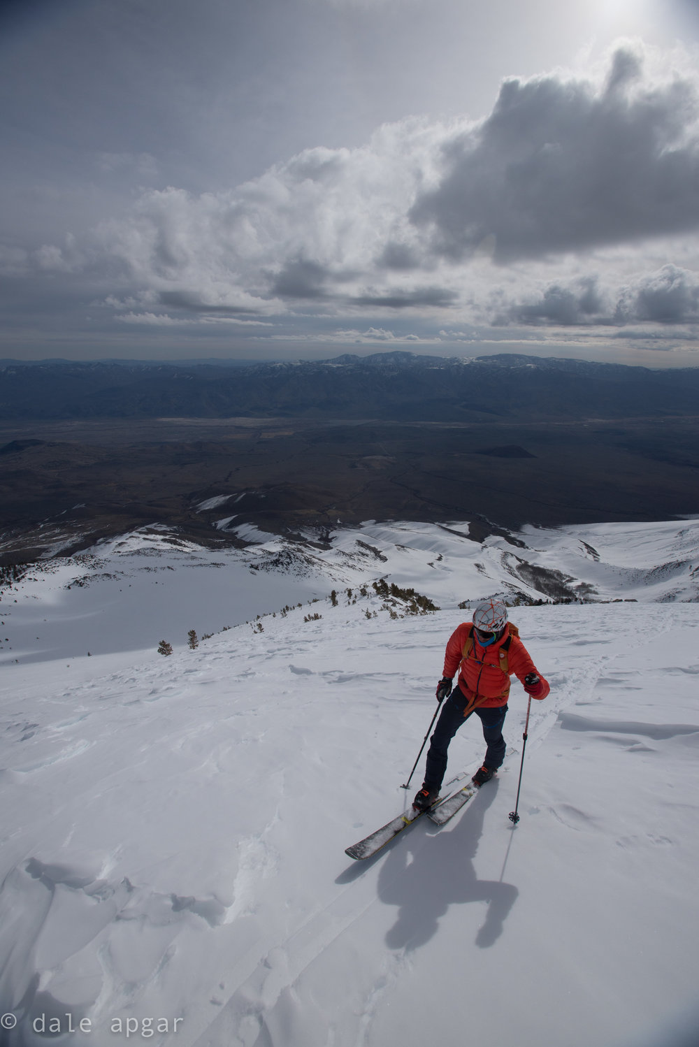  Ben, logging vert up the classic East Side volcano: Birch Mountain. 