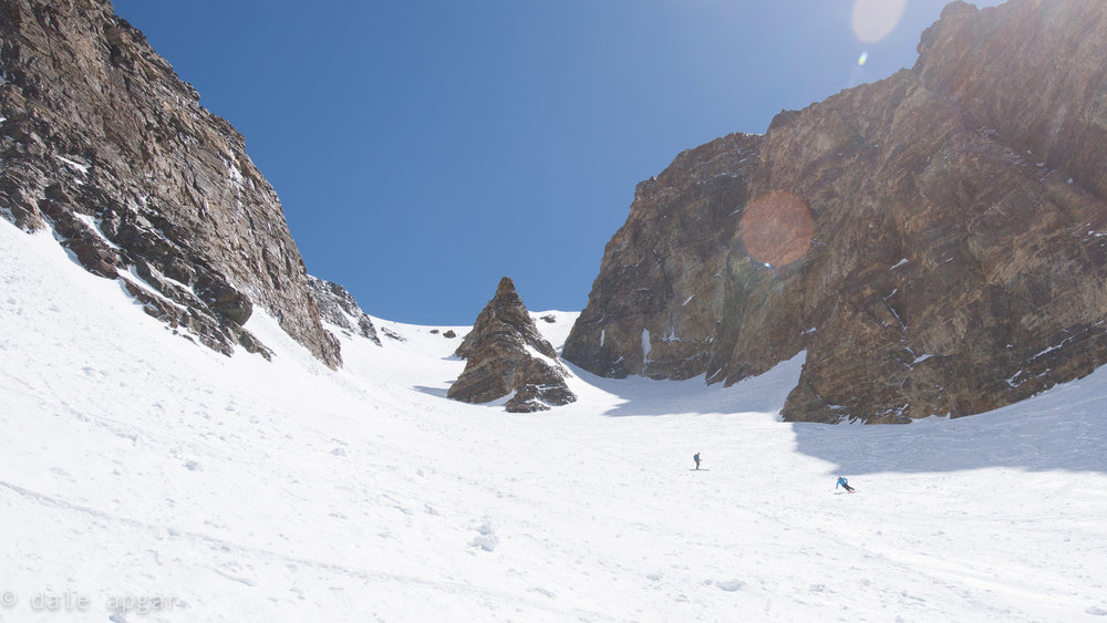  Putting spring tracks in Bloody Mountain’s fabled Bloody Couloir…from and to the car.  