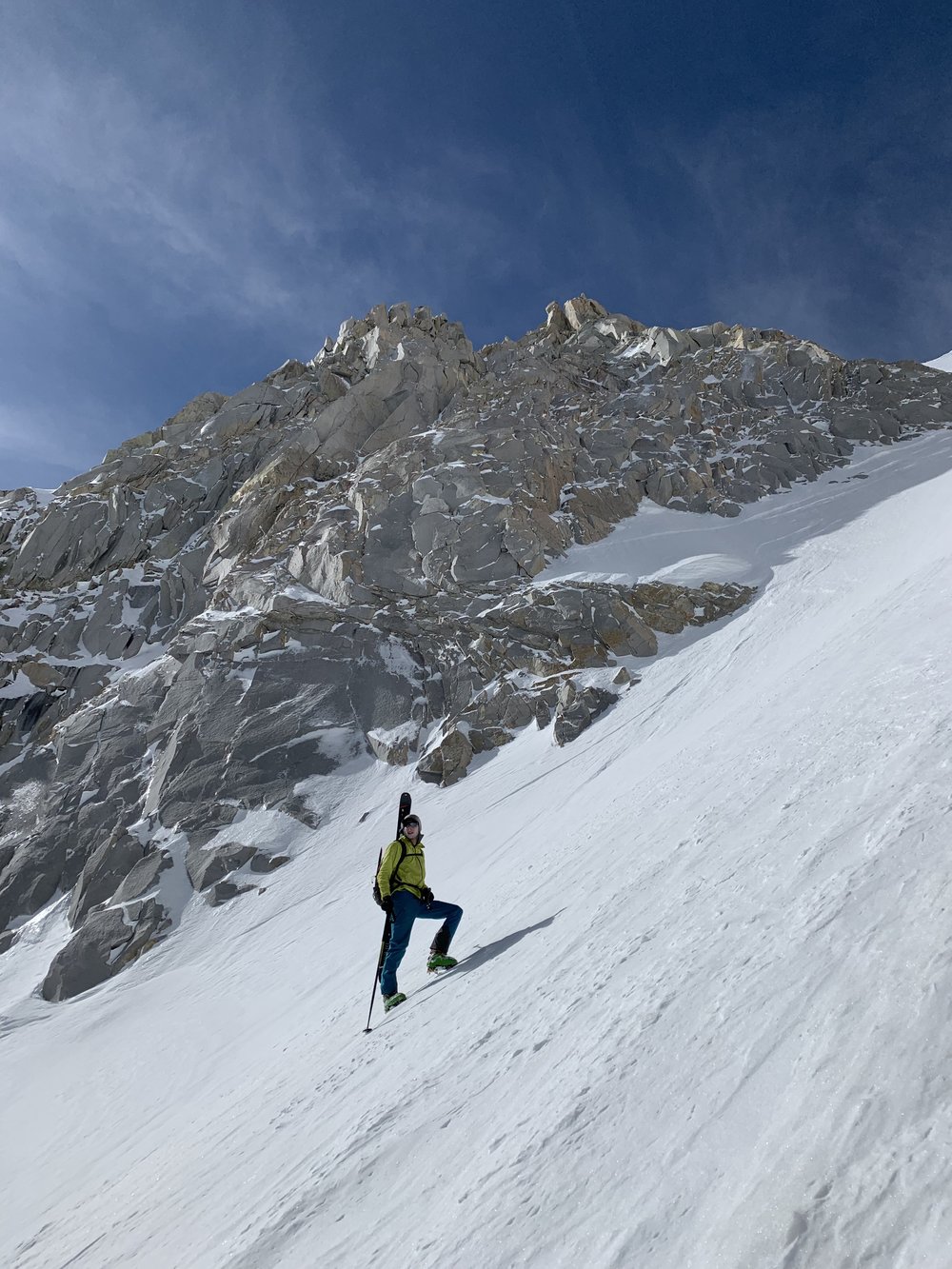  Michael, putting in the booter up Powerhouse Chutes 