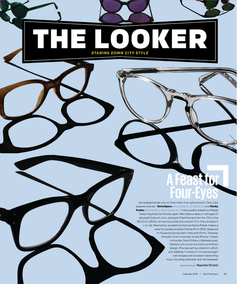 WARBY PARKER EYEGLASSES & SUNGLASSES FOR SAN FRANCISCO MAGAZINE
