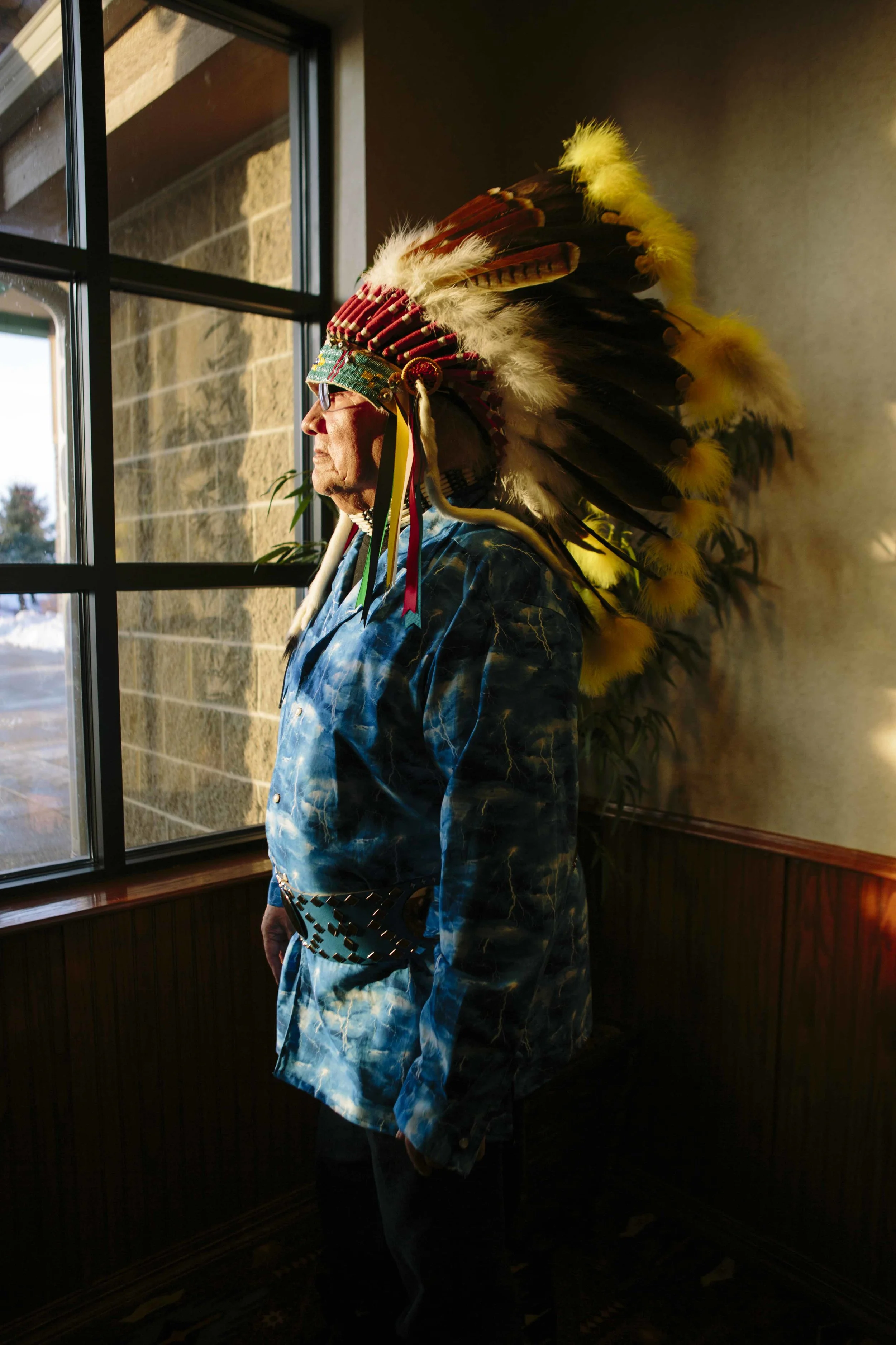 Portrait of Lakota elder, Isadore Zephier "When we look at anything, we try to see everything. People are waking up to the issues of life itself. The issue today, is water. That is the most important. Without water, none of us will live."