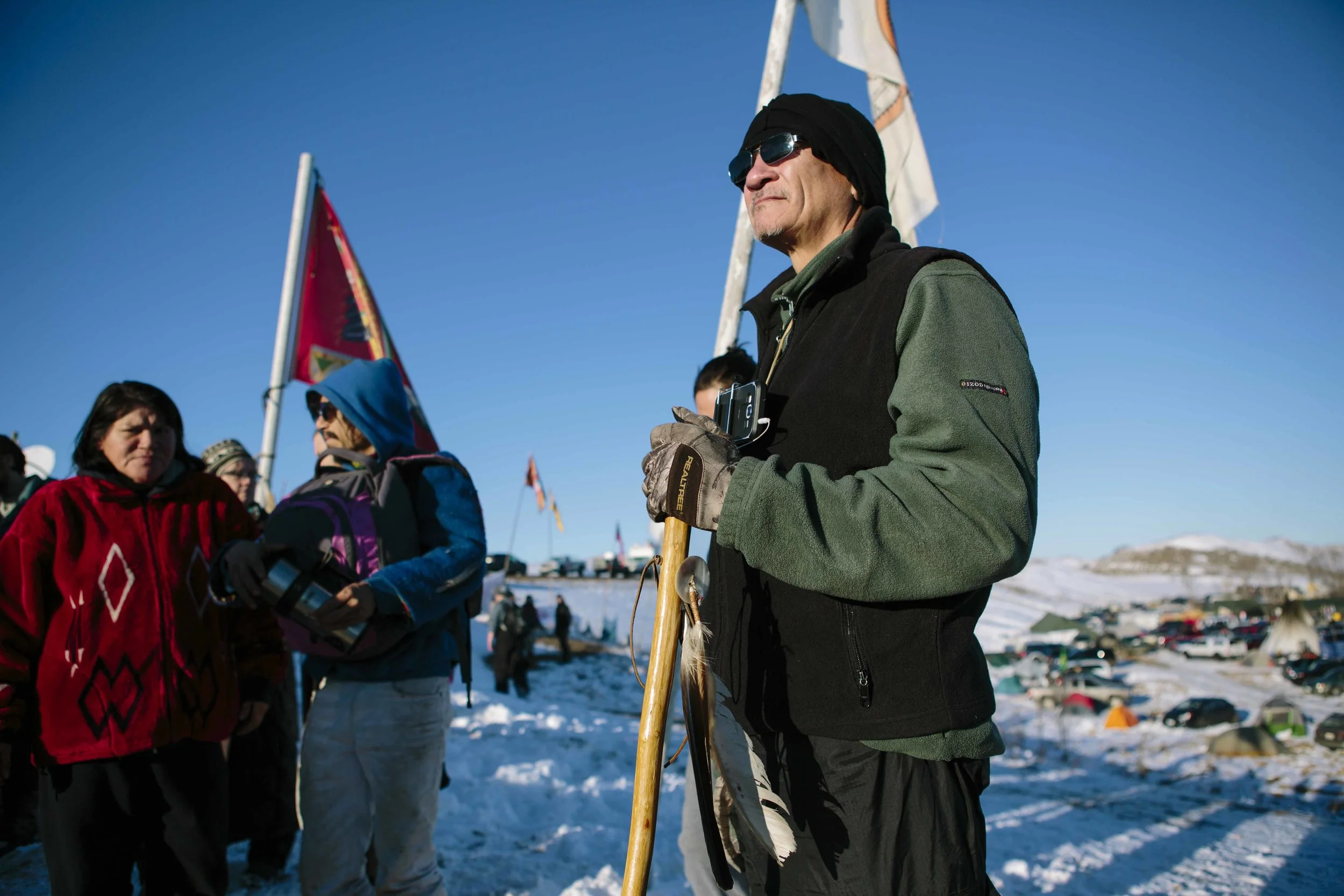 Hecetuke Wisaca, I'm just a common man. Lakota veteran "This isn't just about the pipeline. This is about the entire Earth. The corporations won't stop until they control every inch of it, and if we don't stop them here, they're gonna keep going. This more about 500 years of oppression and them taking, and it's time they stop. Mitakuye Oyasin. All my relations."