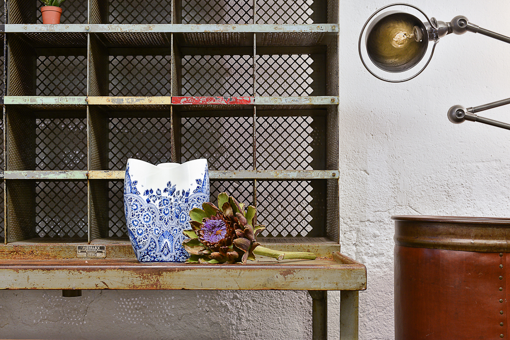 A beautifully modern-shaped vase with a contemporary take on traditional Delft BlueImage: NH StudioLocation: Harvest &amp; Co, Amsterdam