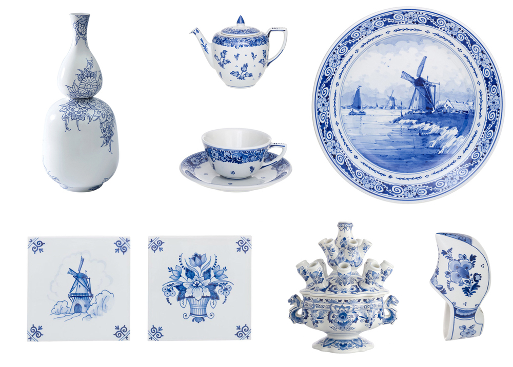 Producten die momenteel door Royal Delft worden gemaakt met traditionele taferelen uit het Nederlandse leven. Afbeeldingen: Royal Delft
