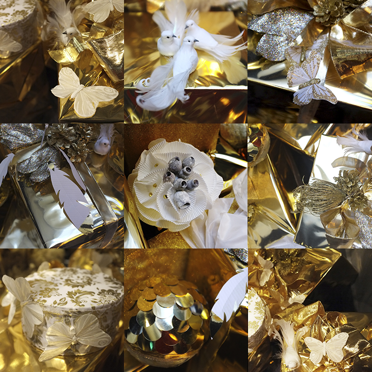 A.P Bloem Amsterdam Prinsengracht Andaz hotel Florist Bloemist Kerst Christmas Decoration etalage Kerstboom Bow Ribbon Marcel Wanders golden christmas gifts presents butterflies, birds