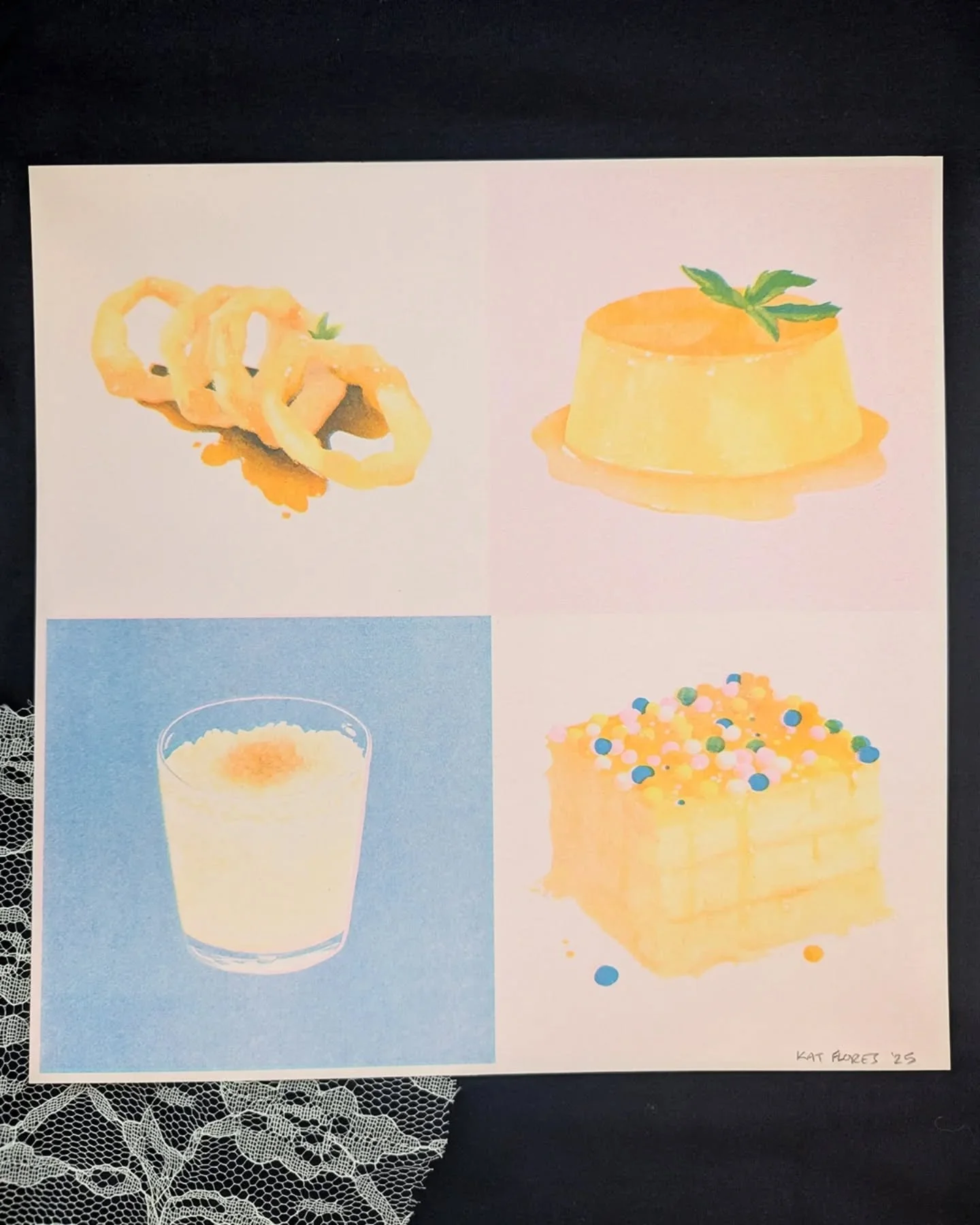 Peruvian Desserts printed on the Risograph! These prints were available at the SVA RisoLAB Print Slam at the end of July, but I have some left over 🍮🍰🍩 Printed image size is 10 3/4 x 10 3/4, paper size 11 x 11, printed in an edition of 25 on 300 g