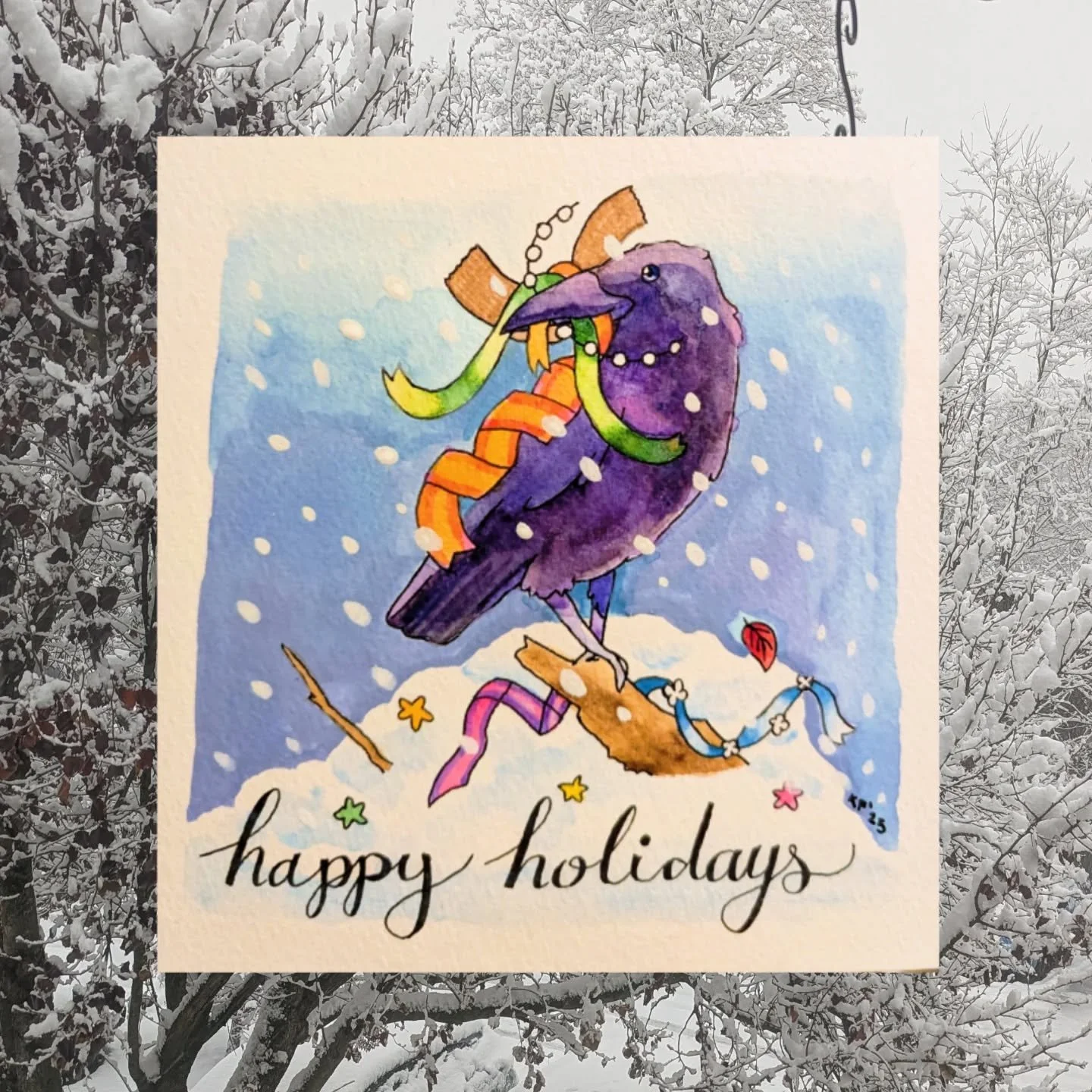 Happy Holidays from a ribbon collector! 🎄❄️ Wishing everyone a joyous holiday season, happy solstice, and all the best in the new year!

Photo from the snow day on December 14. I started to play with watercolors again within the last couple of month