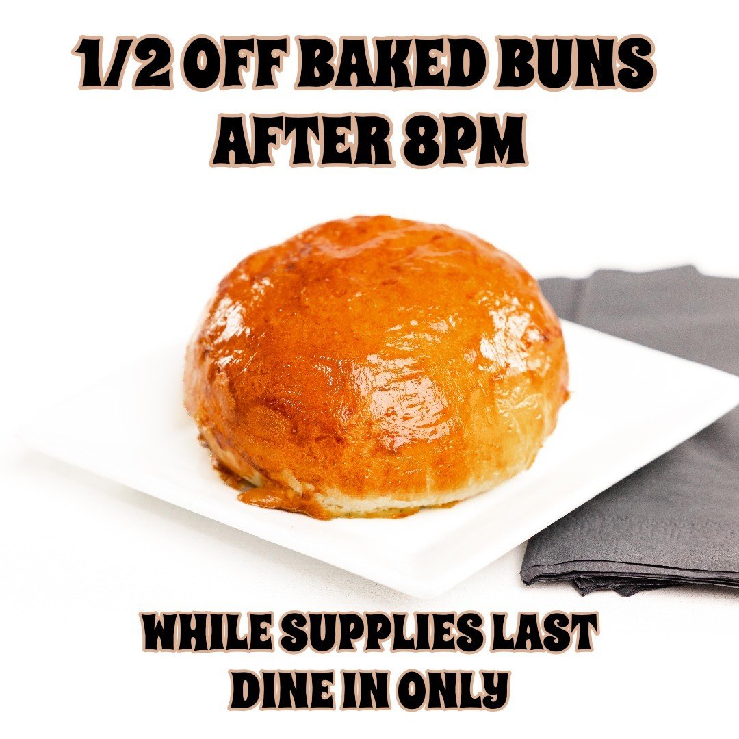 1/2 off baked buns after 8pm

#kimchiporkbun #scallionmushroombun