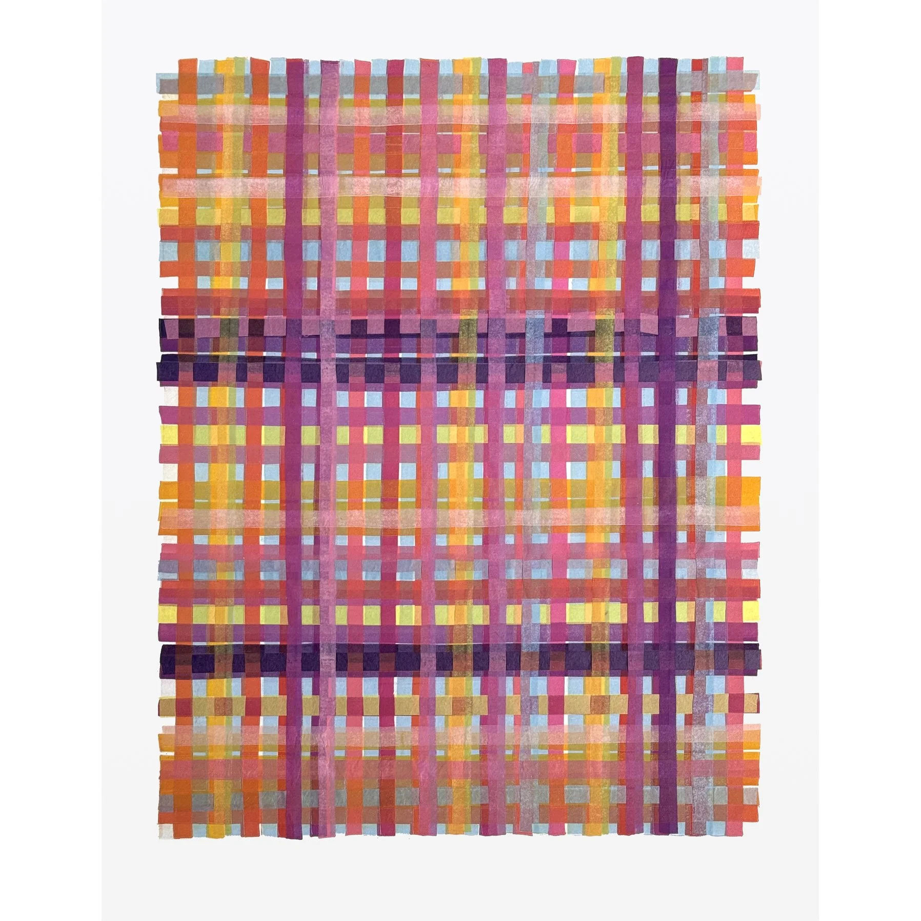 Paper Weave , 2025 Linocut + chine collé 18" x 14" paper, 15" x 12" image