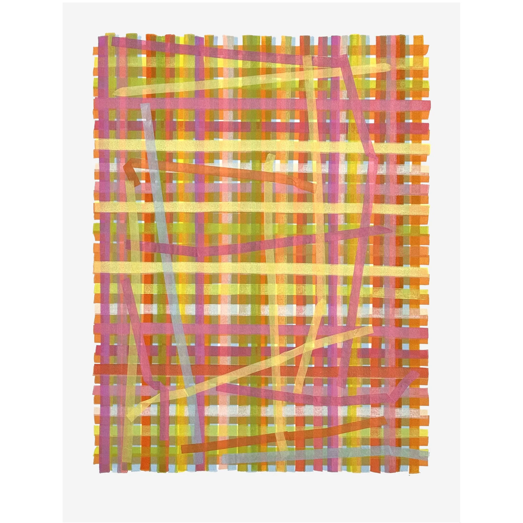 Unravelling , 2025 Linocut + chine collé 18" x 14" paper, 15" x 12" image