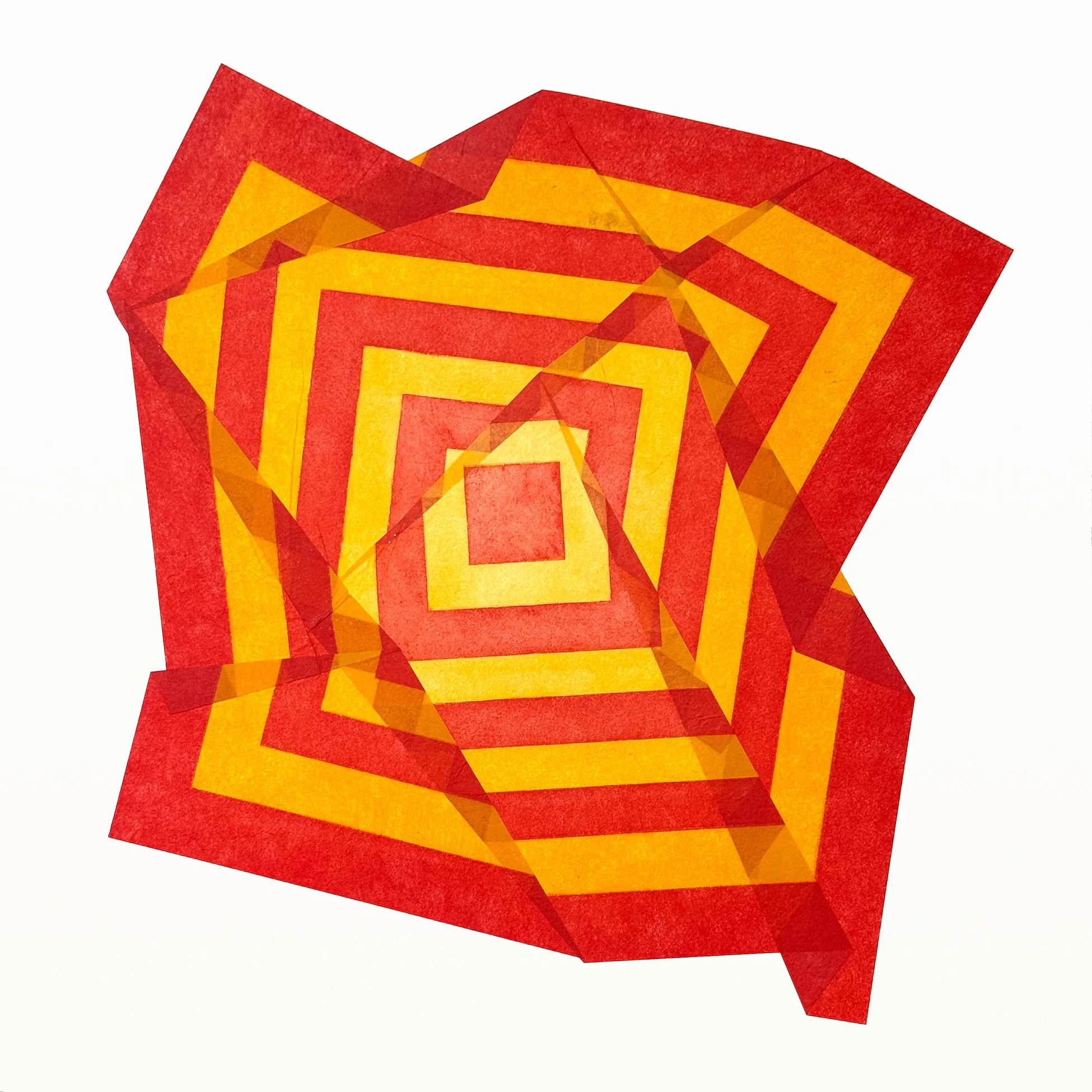   Fold 2 , 2026 Aquatint, chine collé 14" x 14" mounted on panel 