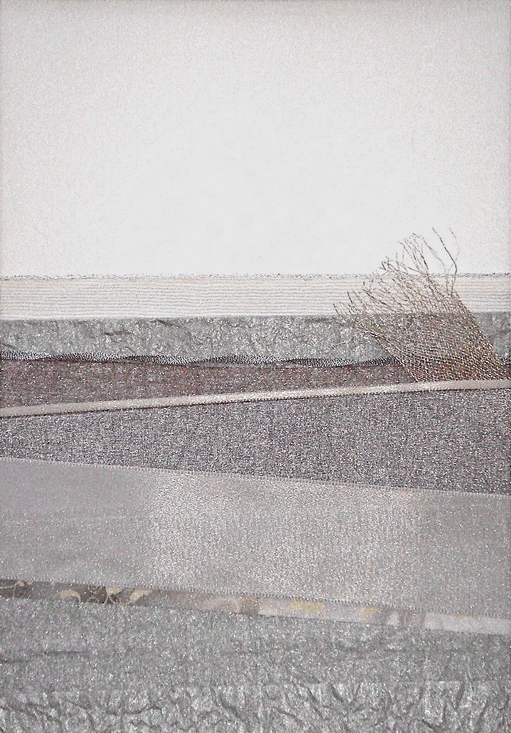   Landscapes Series    Winterscape &nbsp;   12” x 16”  Paper and Silks  2006 
