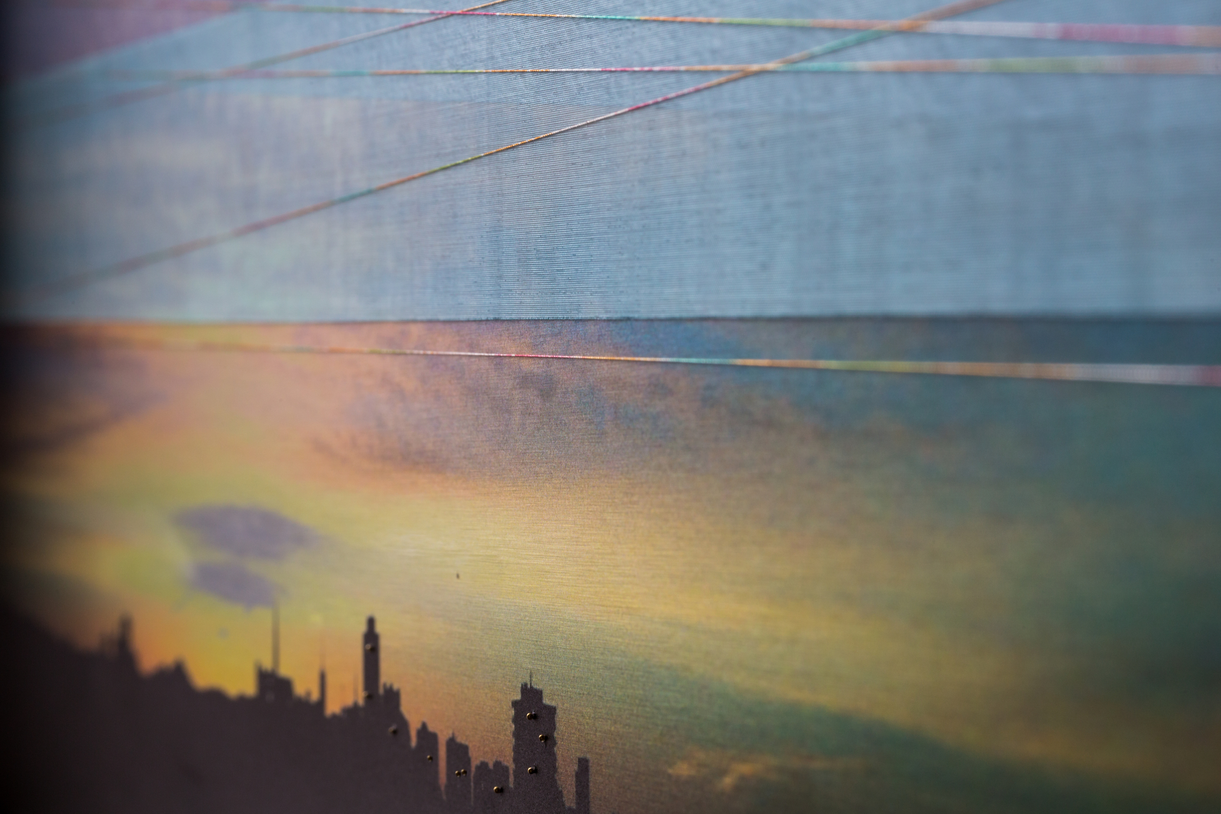 Landscapes Series Unfolding Sky (Detail) 10” x 26” Metal Print with Silks 2016