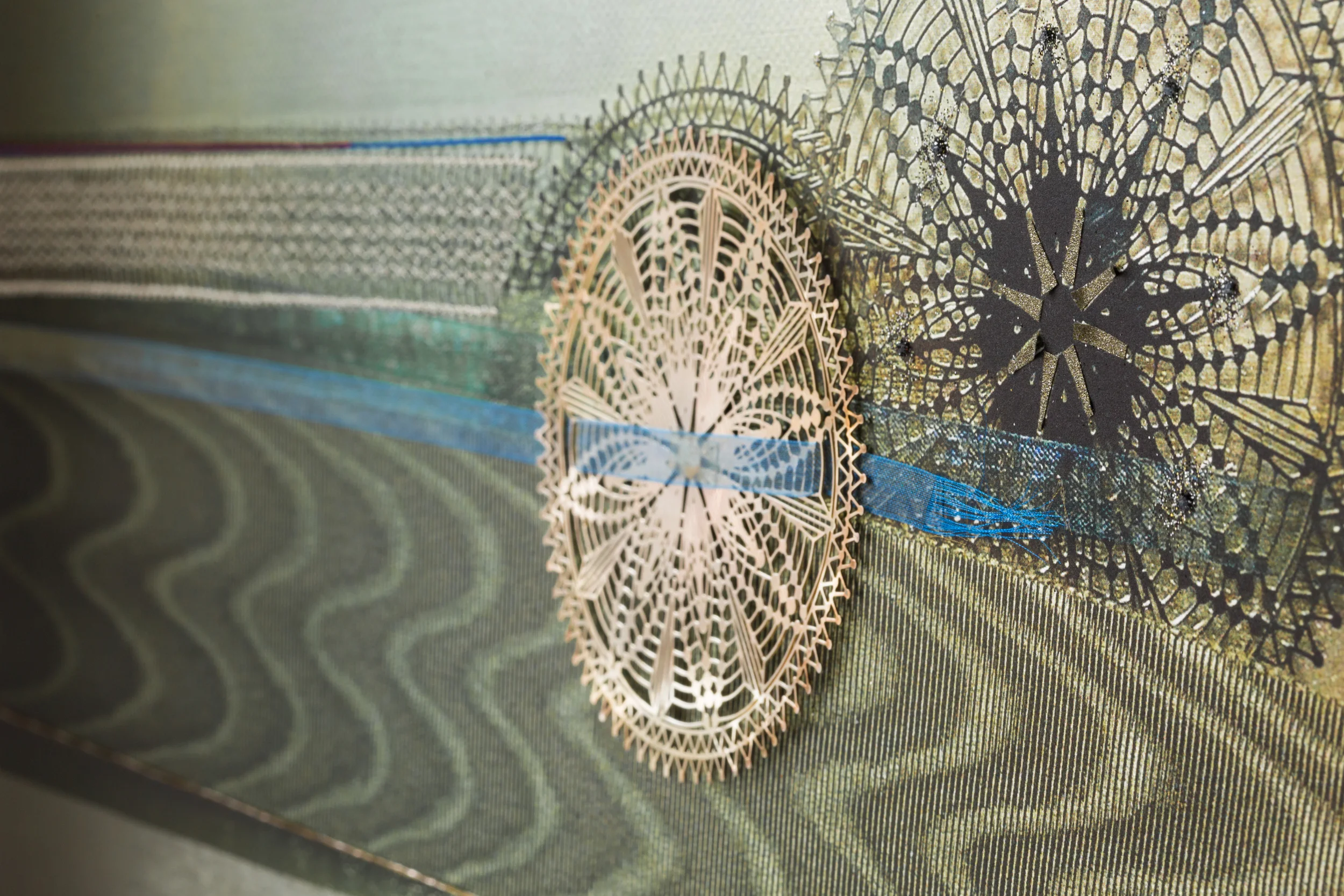 Waterscapes Series Wheel you ride with me? (Detail) 12” x 16” Metal Print with Silks 2016
