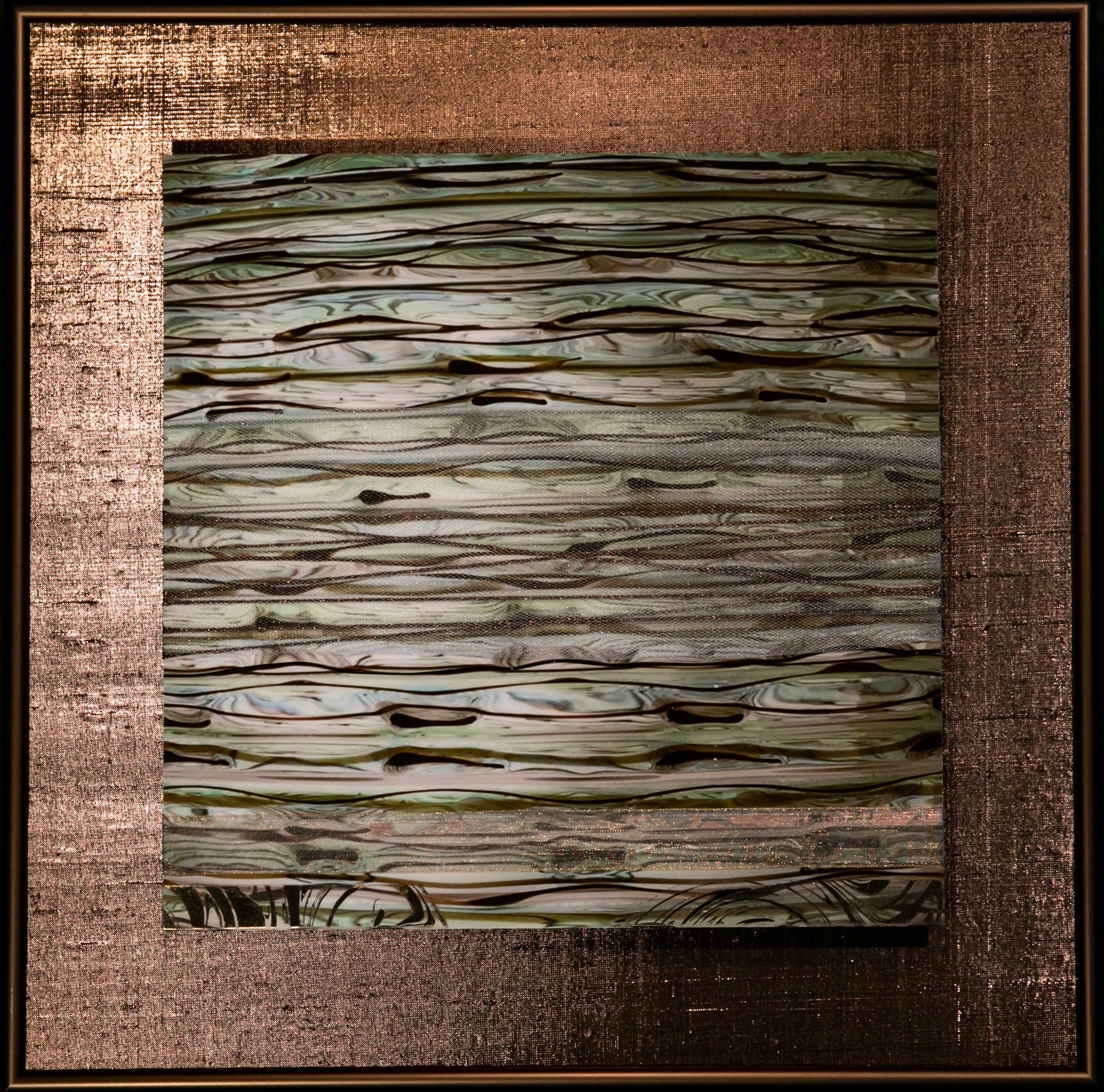   Wavecapes Series    Sinuous I   14” Sq.  Metal Print with Silks  2018 