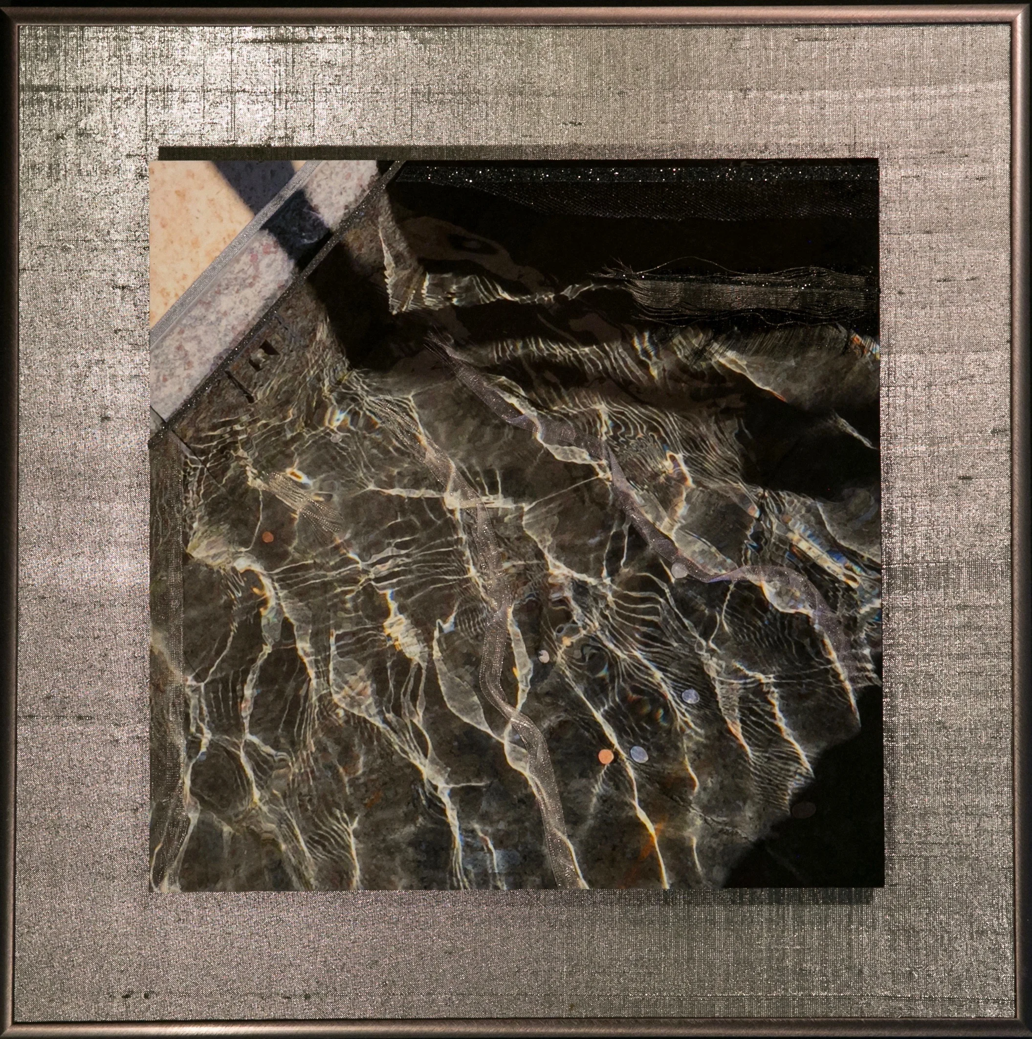 Wavecapes Series Fluid Light II 14” Sq. Metal Print with Silks 2018