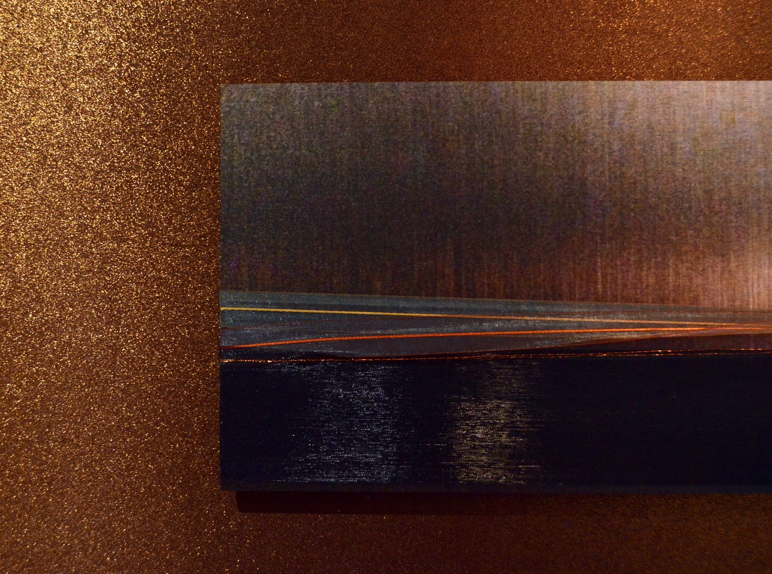 Skyscapes Series Dusk (Detail) 12” x 32” Brushed Metal Print with Silks 2018