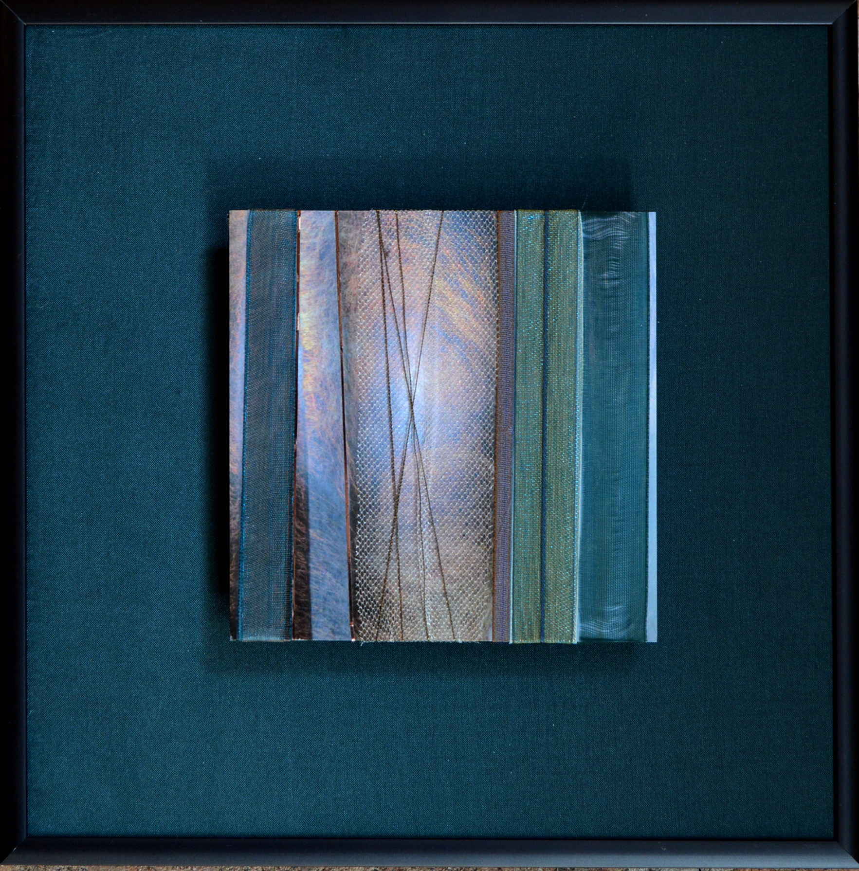   Surface Series    Metallic Textures II   8” Sq.  Metal Print with Silks  2018 