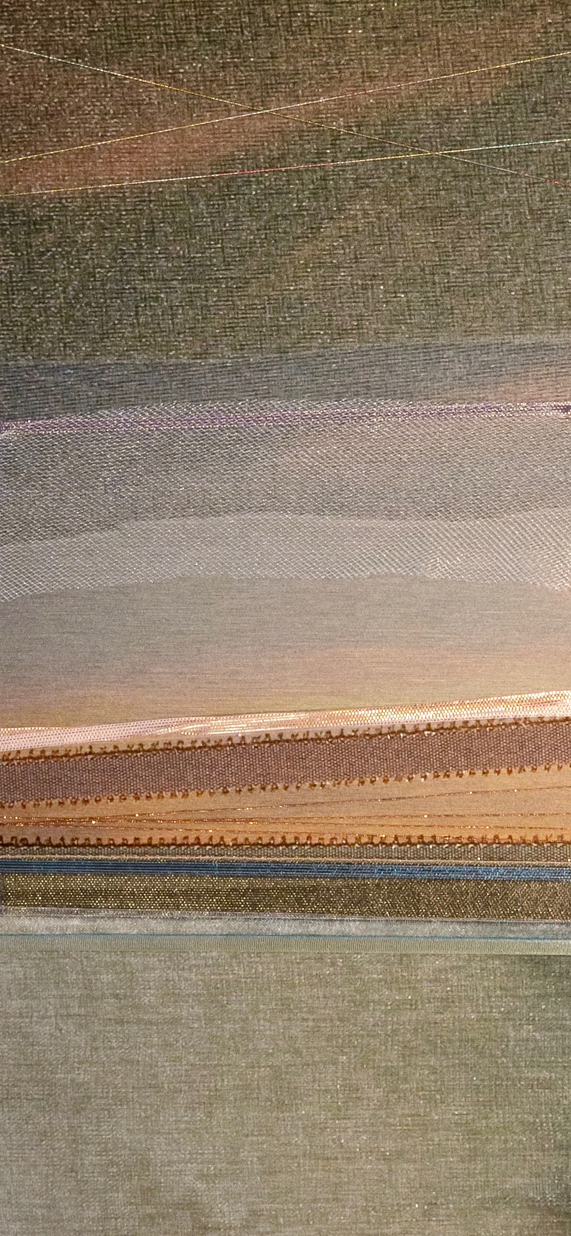   Landscapes Series    Hazy Ocean (Detail)   12” x 32”  Brushed Metal Print with Silks  2018 