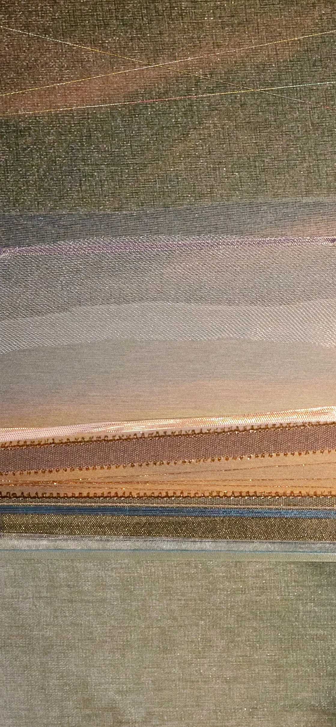 Landscapes Series Hazy Ocean (Detail) 12” x 32” Brushed Metal Print with Silks 2018