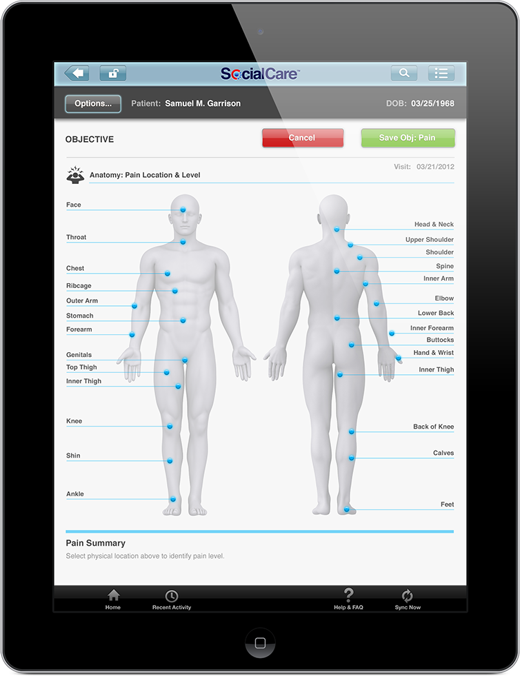 Final design for Objective: Pain Severity + Location