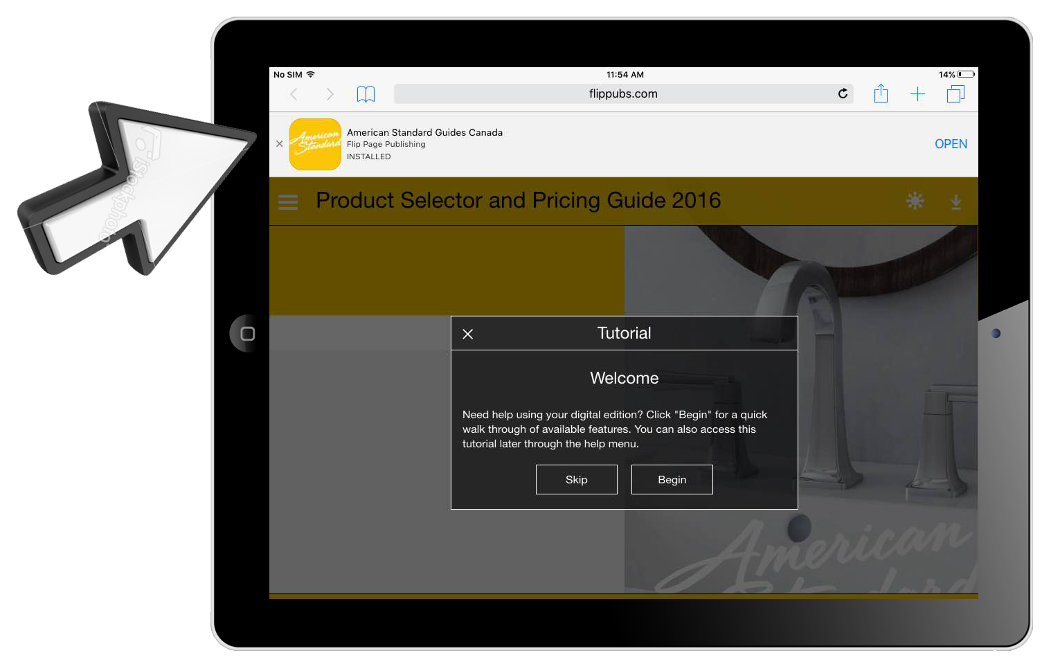 The Smart Banner notification indicates that an App is available or installed which correlates with the digital edition.