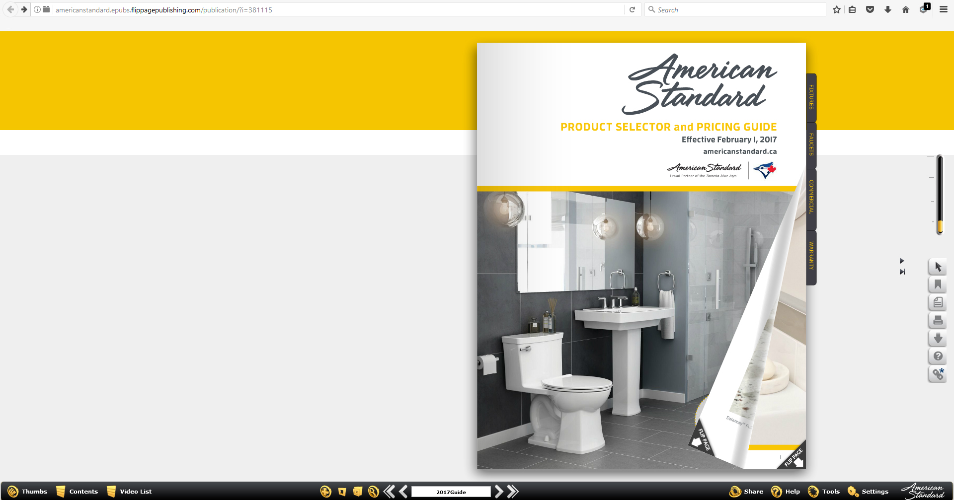 Mozilla Firefox browser displaying the animated page-turning Flash viewer powered by Adobe Flash Player