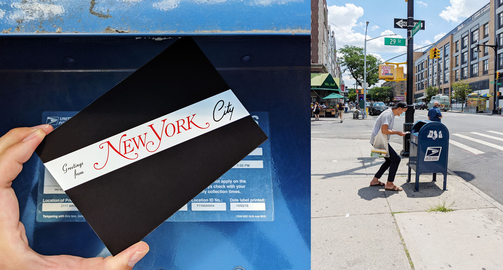    Greetings from New York City  , (2020) Postcard and ink, text on the reverse side. It is a postcard I bought on a gift store that depicts the manhattan landscape and the central park. When New York City was the epicenter of the COVID-19 pandemic b