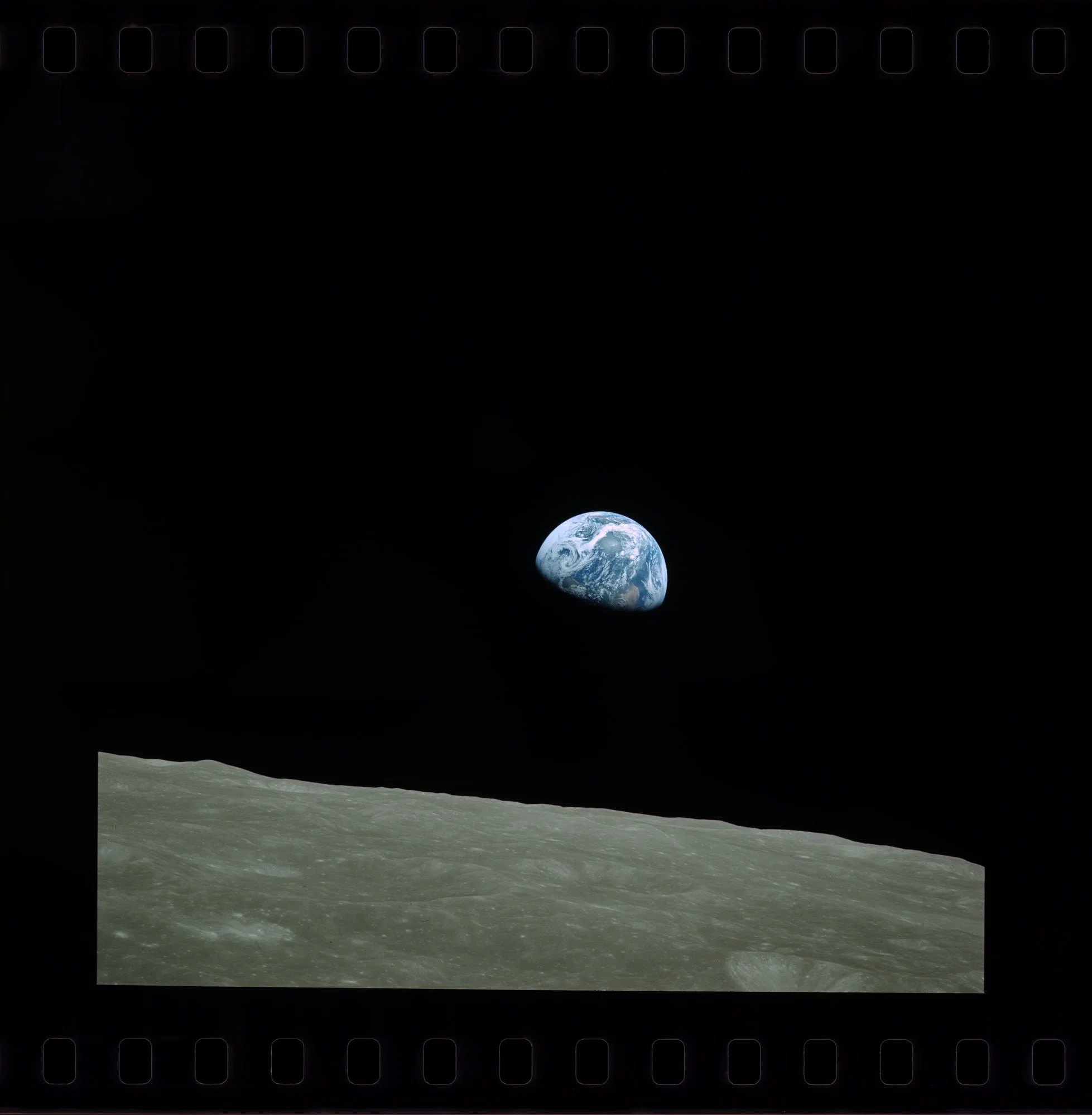 Apollo 8 — Color Earthrise December 24, 1968 During Apollo 8’s fourth orbit of the Moon, astronaut William Anders captured this color view of Earth rising above the lunar horizon. Taken with a Hasselblad camera and a 250 mm lens loaded with Ek