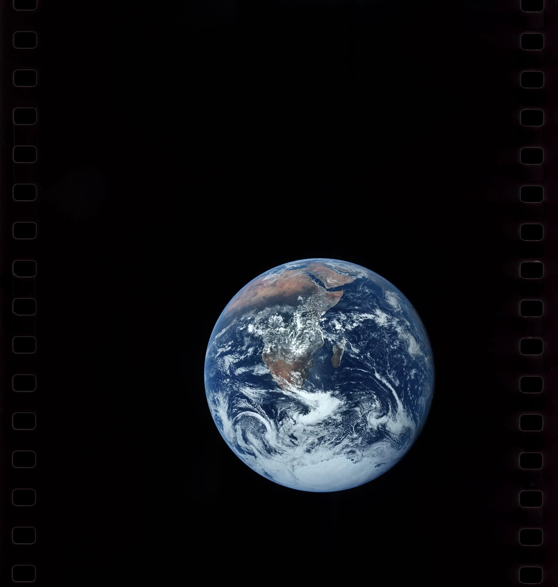 Apollo 17 — The Blue Marble December 7, 1972 While en route to the Moon, the Apollo 17 crew captured this iconic image of Earth from approximately 29,400 km away. Known as “The Blue Marble,” it appears as a fully illuminated, vibrant sphere—w
