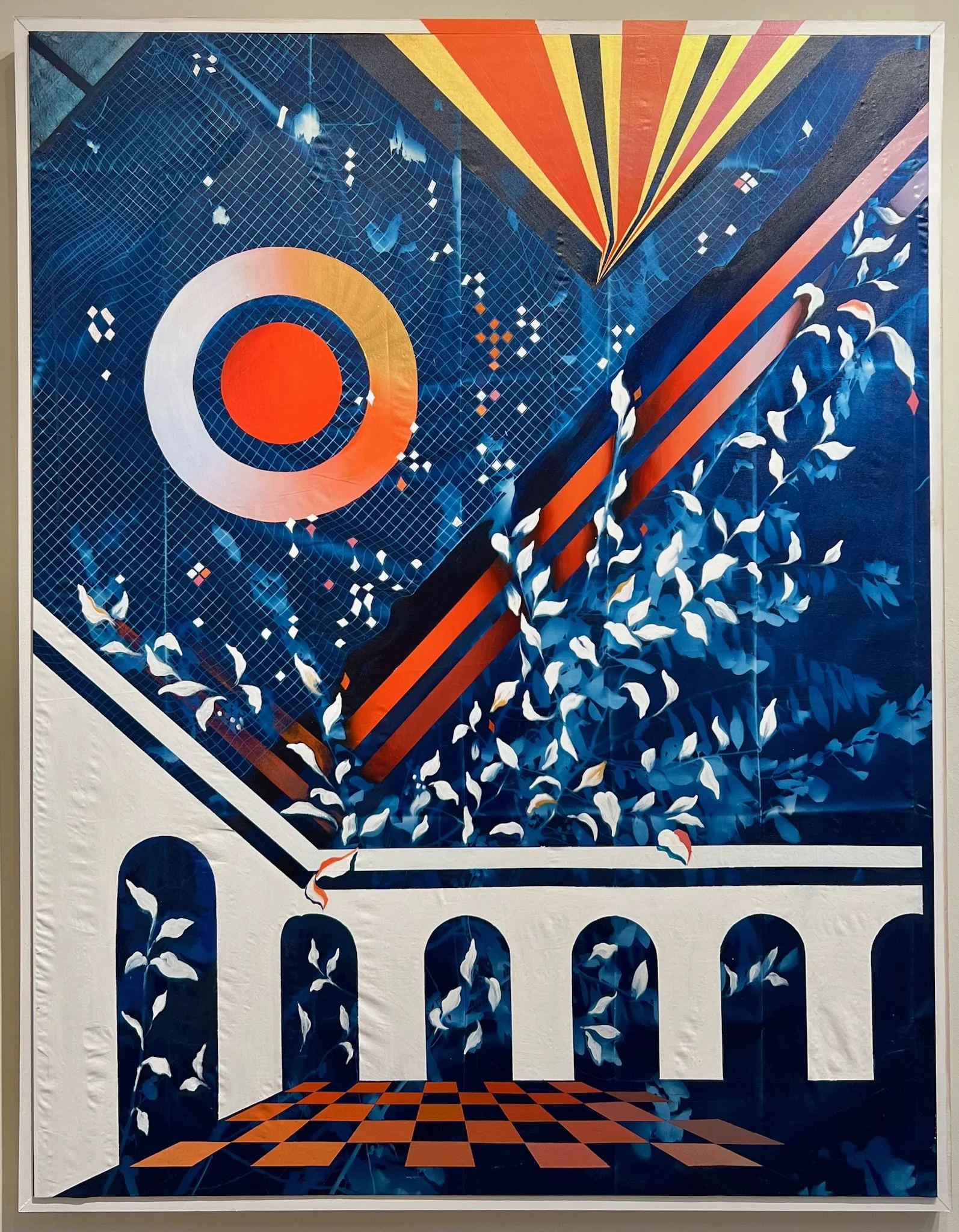 Turning Corners and Crossing Thresholds | 60 x 48 inches  | acrylic on cyanotype | 2022 | Available for Purchase