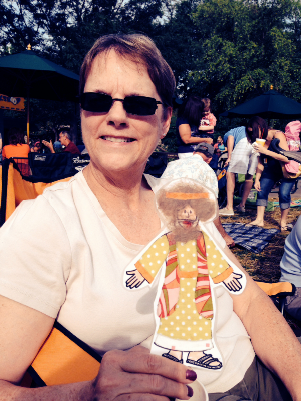 Flat Jesus enjoying Boogie Night at the Zoo with Kathy.