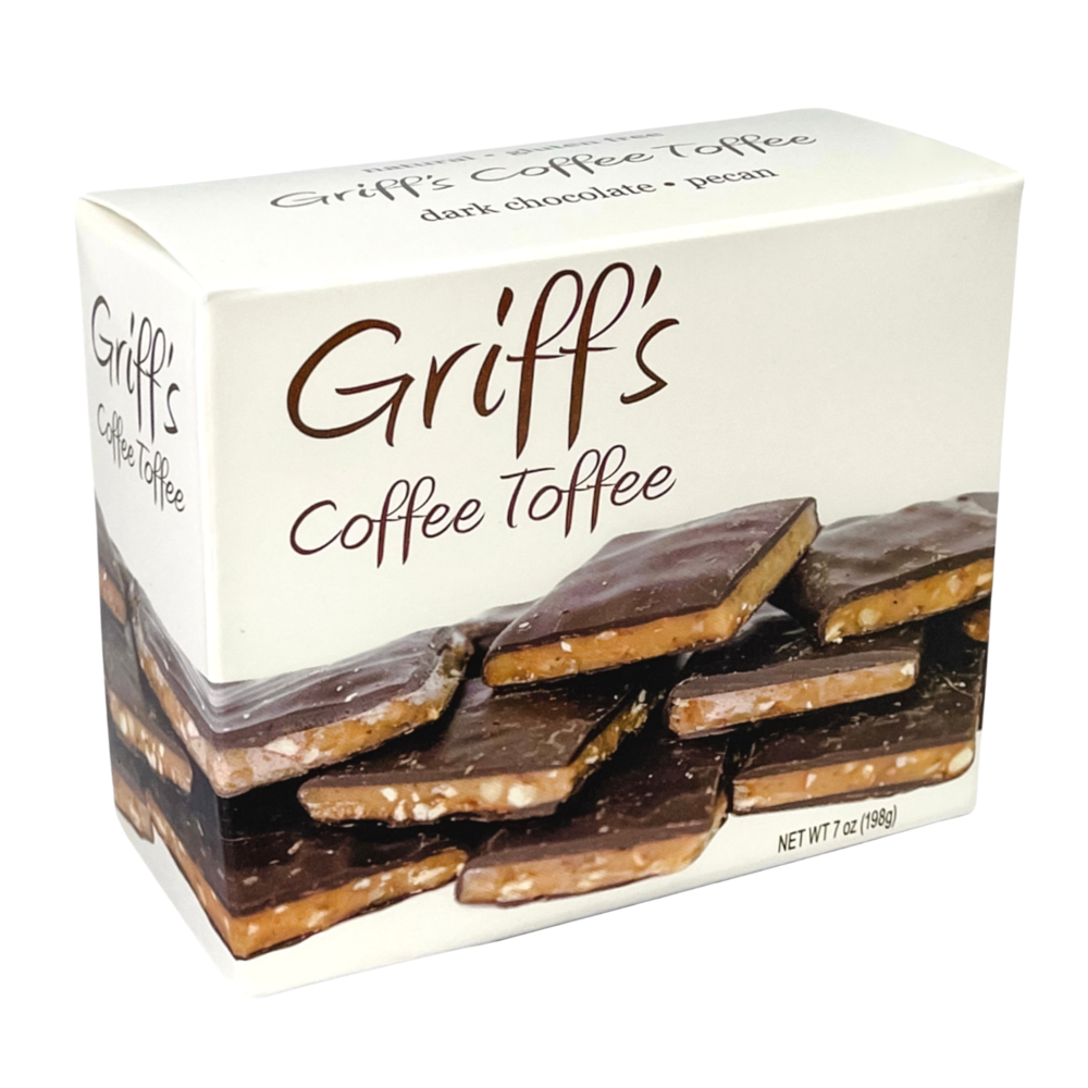 Dark chocolate and pecan toffee with a hit of espresso. Handmade and family  owned — Chapel Hill Toffee