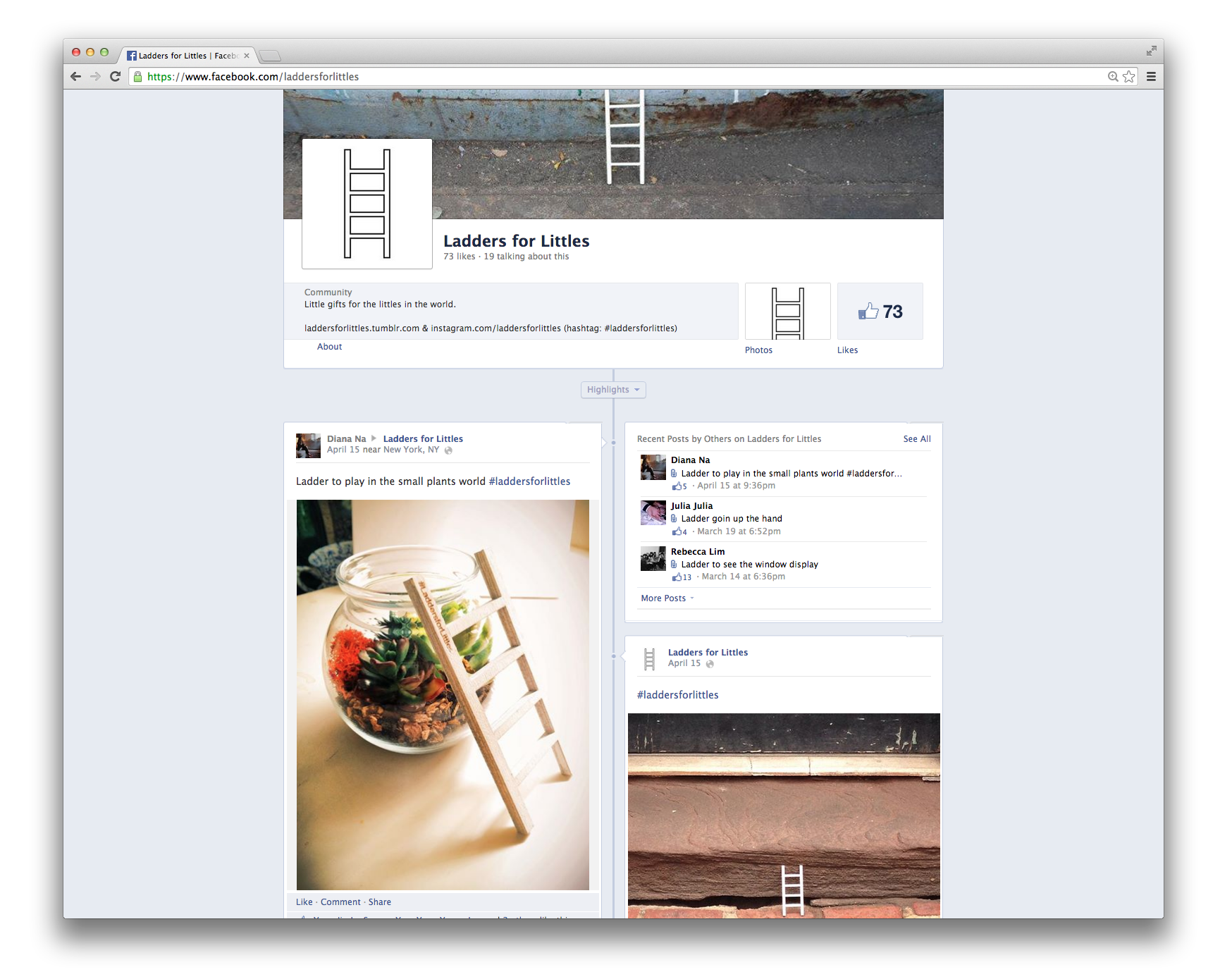  facebook.com/laddersforlittles facebook.com/laddersforlittles . laddersforlittles.tumblr.com . instagram.com/laddersforlittles (hashtag: #laddersforlittles) Production contributor: Yong Jin Jo
