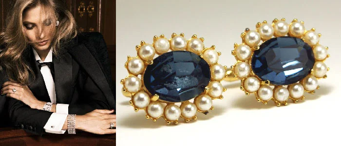 Classic elegance in sapphires and pearls: cufflinks fore ladies