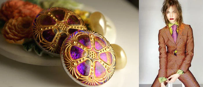 Cufflinks featured are Czech glass with antique blown glass pearl button backs.