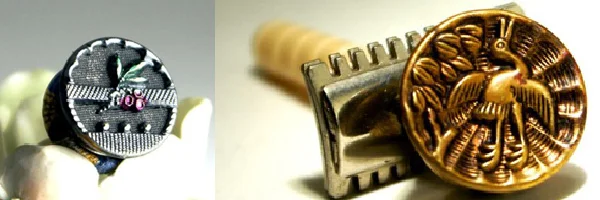 A few examples of our Upcycled Victorian Buttons re-invented as magnetic pins.