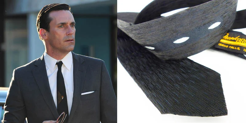 Tone on tone. Charcoal gray, white shirt and incredible textured Icon skinny tie. Just add aviator sunglasses.