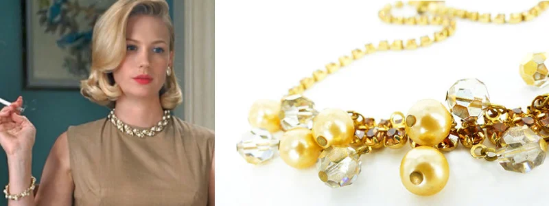 Pearl choker necklaces with matching bracelets. We pick up the great ones when we find them
