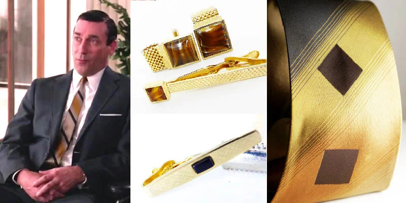 Authentic old school ties and cufflink sets. Timeless classic Mad Men style