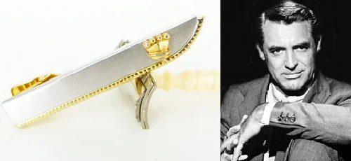 Masculine crown embellished, blade designed tie bar in a beautiful brushed silver and gold. Vintage authentic "old school" by Anson