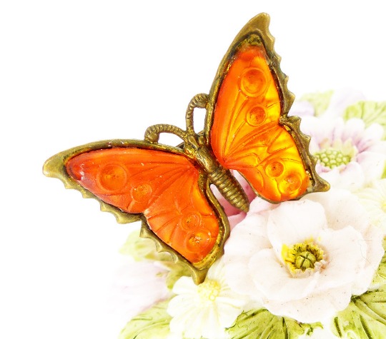 German pressed glass & brass butterfly pin MRM-accessories.com