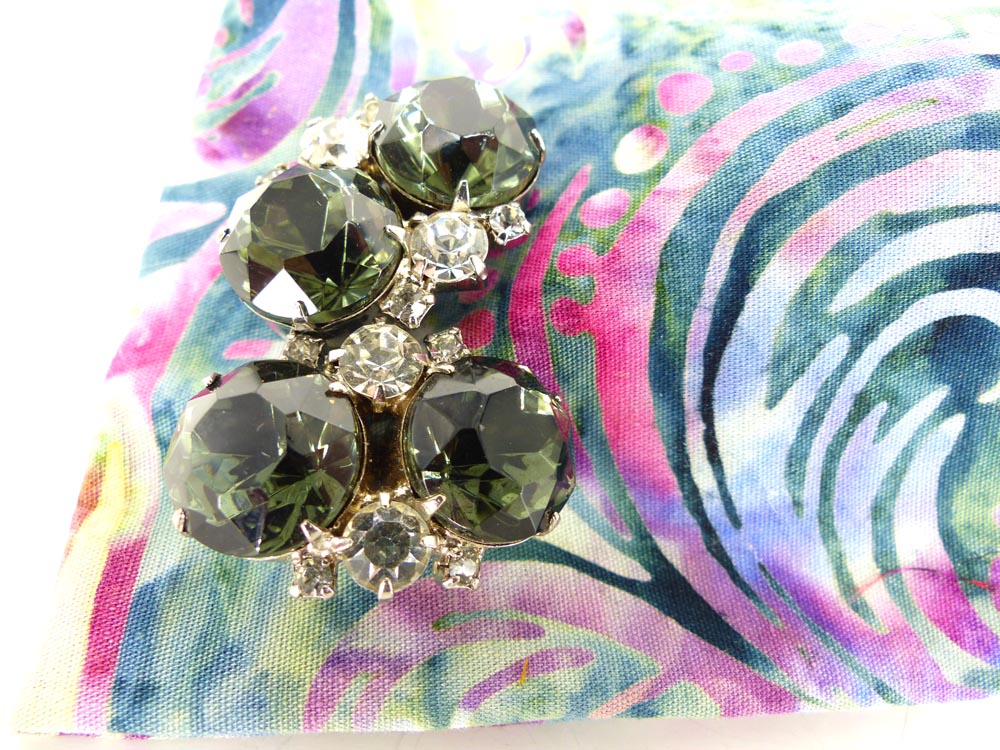 Magnetic smokey gray crystal & rhinestone cufflinks