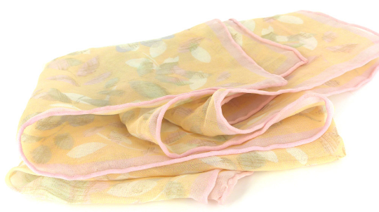 Peaches & Cream silk chiffon rose scarf with rolled hem. Retro perfection Mr & Mrs Renaissance @ MRM-accessories.com
