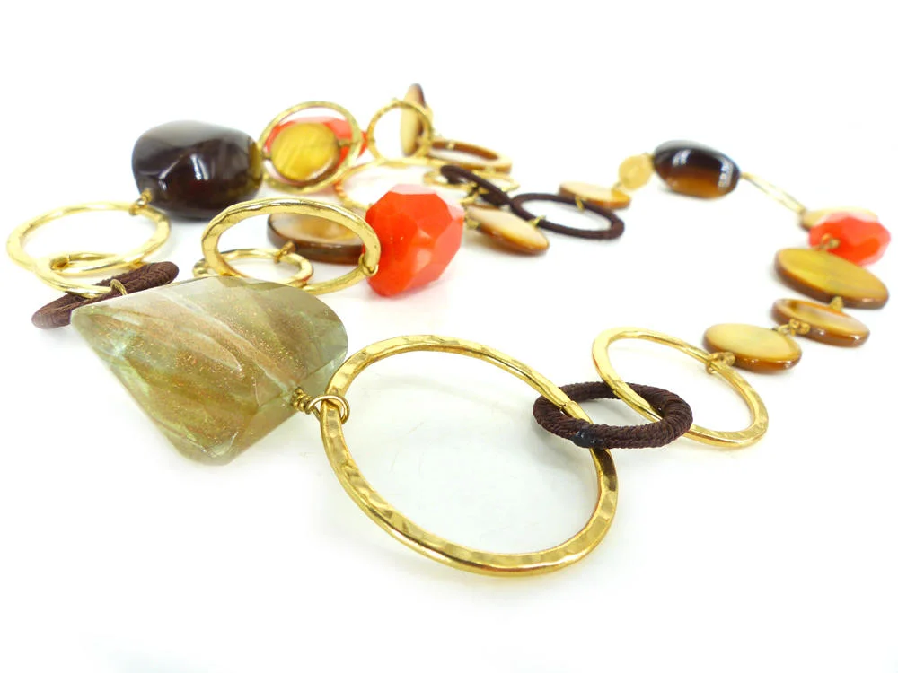 Chunky & Mod gold ring necklace Twiggy style