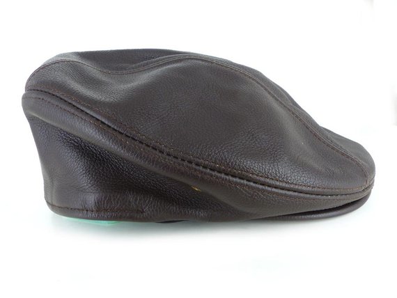 His or hers dark brown leather ivy, drivers, newsboy cap