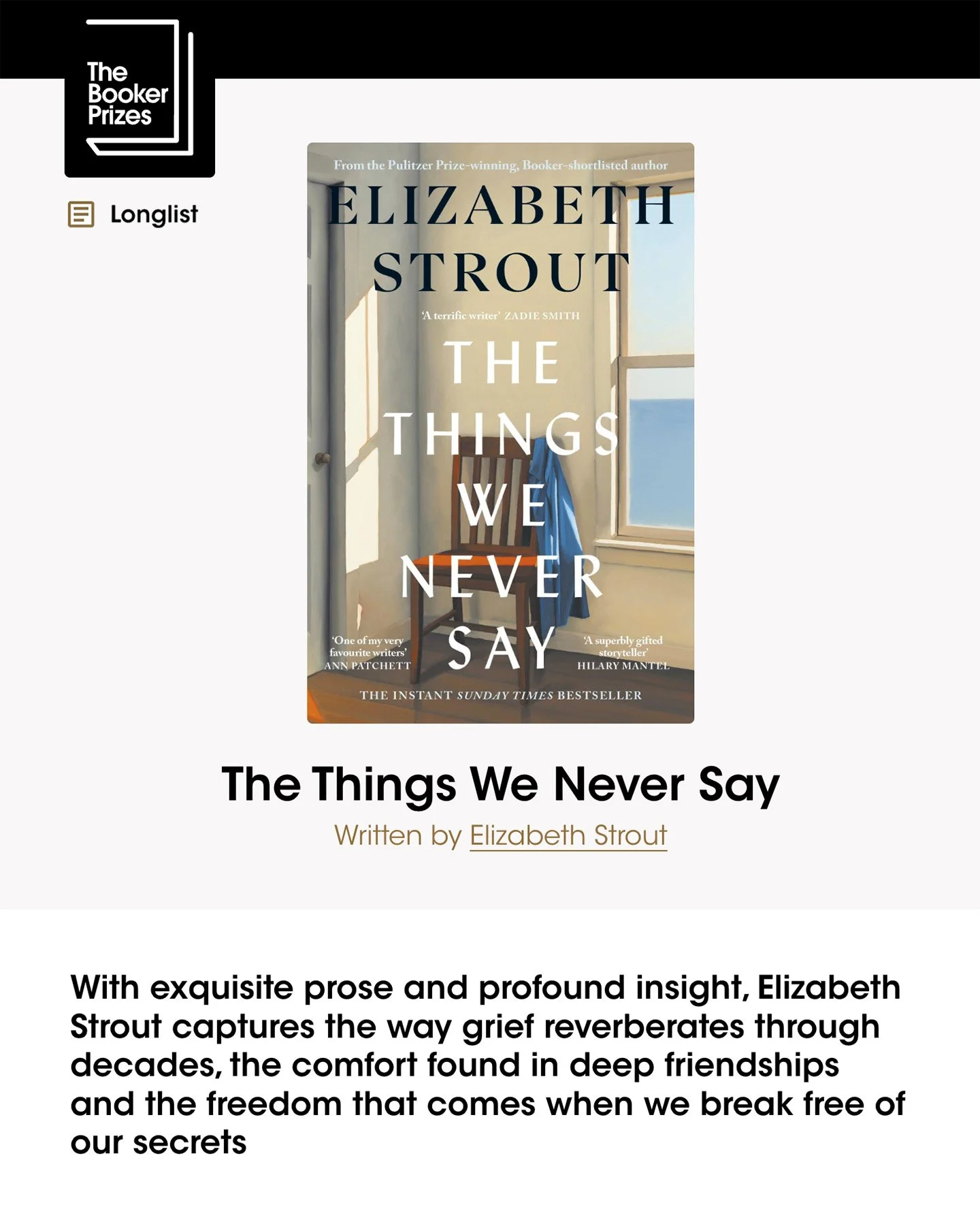 Book Prize Longlist Graphic for The Tings We Never Say