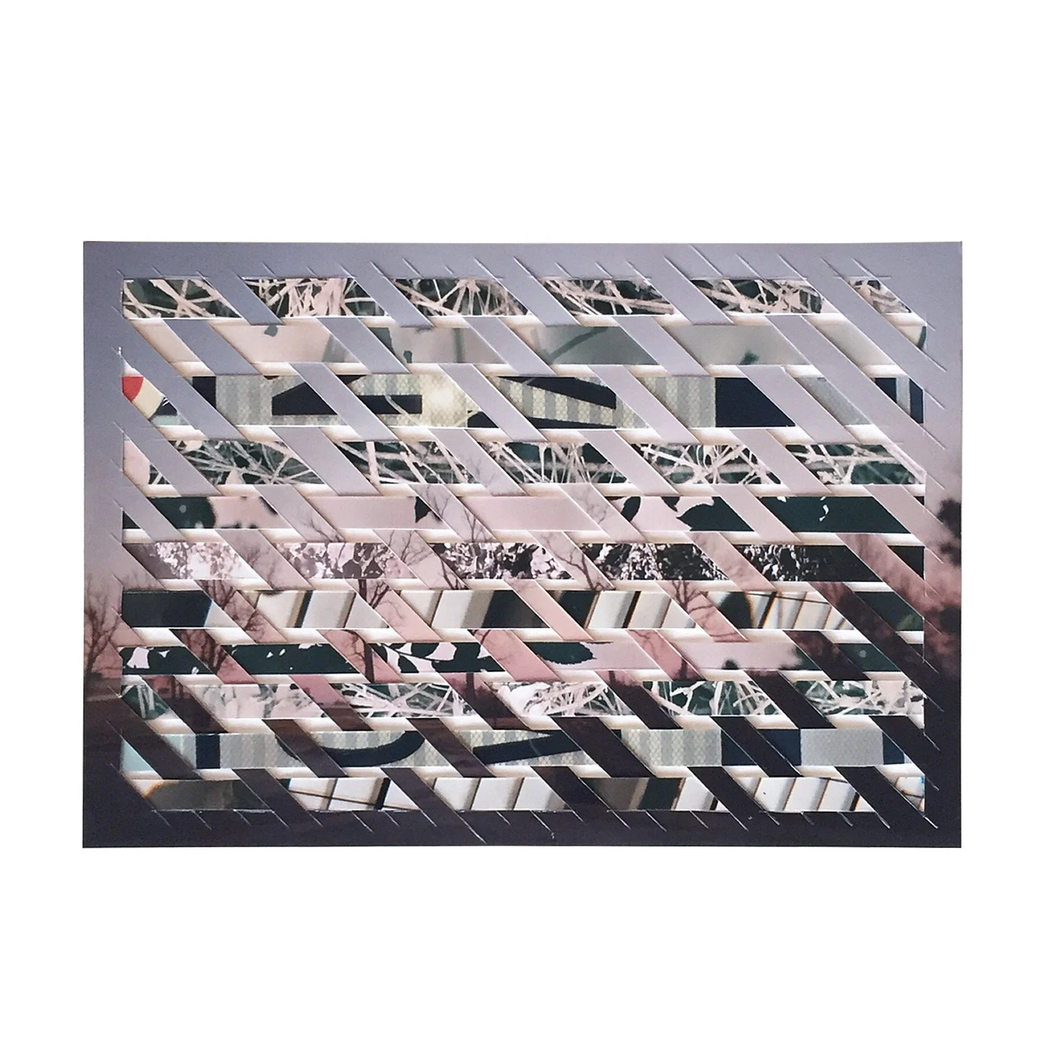   Photo Collage 3   2023  Woven photographs mounted on paper  8 × 8” 